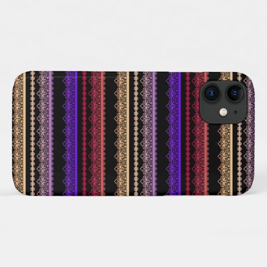 Veelkleurige kant op zwart Case-Mate iPhone case (Achterkant (horizontaal))