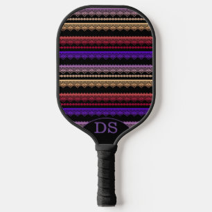 Veelkleurige kant op zwart pickleball paddle