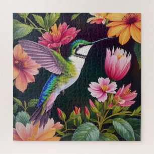 Veelkleurige kolibrie Bloemenkunst Legpuzzel