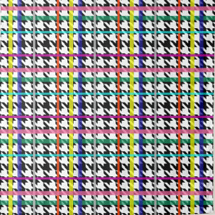 Veelkleurige lijnen op geplakt houndstooth ontwerp stof