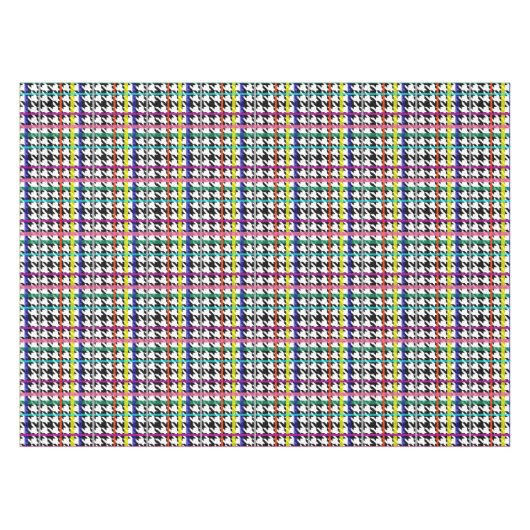 Veelkleurige lijnen op geplakt houndstooth ontwerp tafelkleed (Voorkant (Horizontaal))