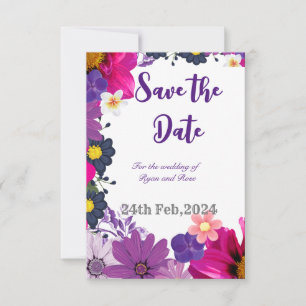 Veelkleurige minimalistische bloemenwinkel Save Th The Date