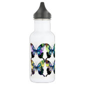 Veelkleurige Moderne Retro Vlinders Monogram Waterfles (Links)