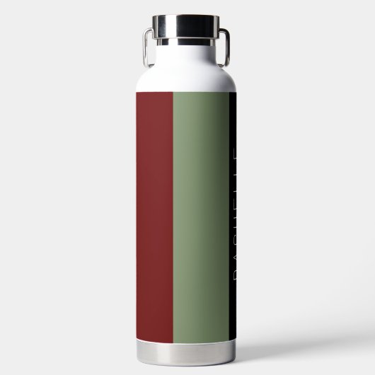 Veelkleurige Moderne Strepen met Naam Waterfles (Voorkant)