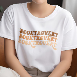 Veelkleurige Oranje Retro Booktrovert Book Lover T-shirt