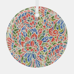 Veelkleurige Paisley Print Batik Patroon Glas Ornament
