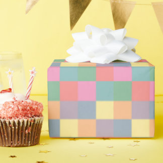 Veelkleurige pastel-"harlekijnmat" cadeaupapier