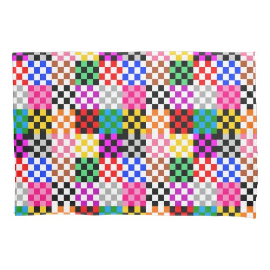Veelkleurige patchwork check patroonontwerp kussensloop (Voorkant)