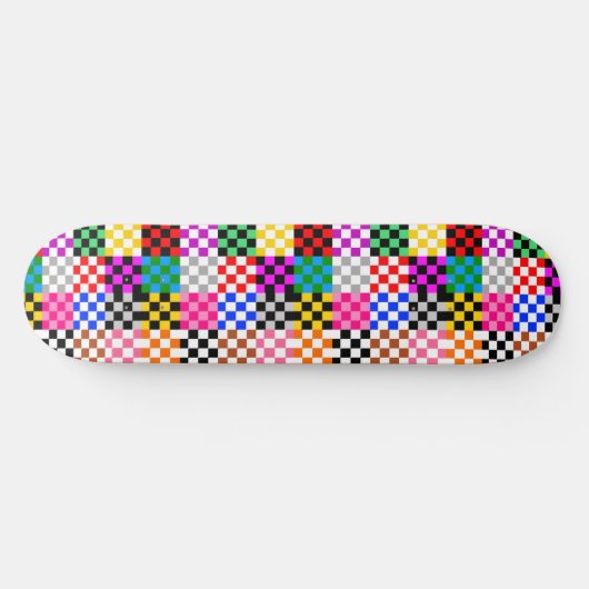 Veelkleurige patchwork check patroonontwerp skateboard (Horizontaal)