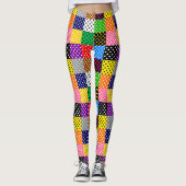 Veelkleurige Patchwork Quilt Polka Dots Leggings (Voorkant)
