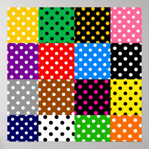 Veelkleurige Patchwork Quilt Polka Dots Poster