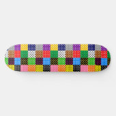 Veelkleurige Patchwork Quilt Polka Dots Skateboard (Horizontaal)
