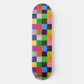 Veelkleurige Patchwork Quilt Polka Dots Skateboard (Voorkant)