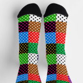 Veelkleurige Patchwork Quilt Polka Dots Sokken (Top)