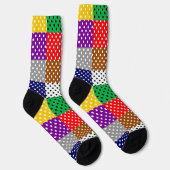 Veelkleurige Patchwork Quilt Polka Dots Sokken (Rechts)