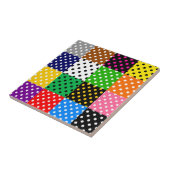 Veelkleurige Patchwork Quilt Polka Dots Tegeltje (Zijkant)