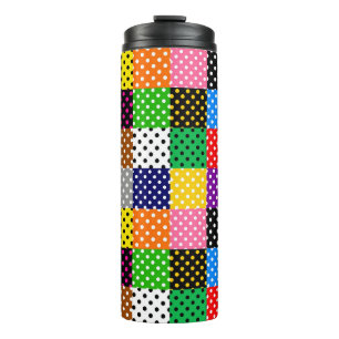 Veelkleurige Patchwork Quilt Polka Dots Thermosbeker