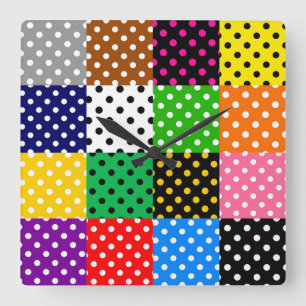 Veelkleurige Patchwork Quilt Polka Dots Vierkante Klok