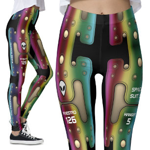 Veelkleurige Rainbow Metal Space Girl Grungy Robot Leggings