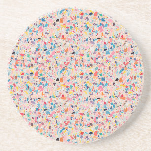 Veelkleurige Regenboog Terrazzo patroon Zandsteen Onderzetter