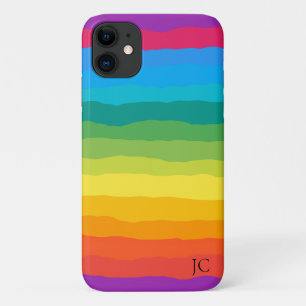 Veelkleurige regenboog Wiggly Stripes iPhone 11 Hoesje