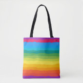 Veelkleurige regenboog Wiggly Stripes Draagtas (Voorkant)