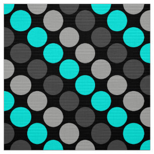 Veelkleurige Retro Polka Dots Grijs turquoise Stof