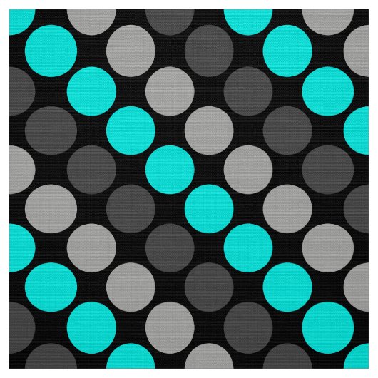 Veelkleurige Retro Polka Dots Grijs turquoise Stof (Swatch)