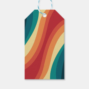 Veelkleurige retro stijl golven ontwerp cadeaulabel