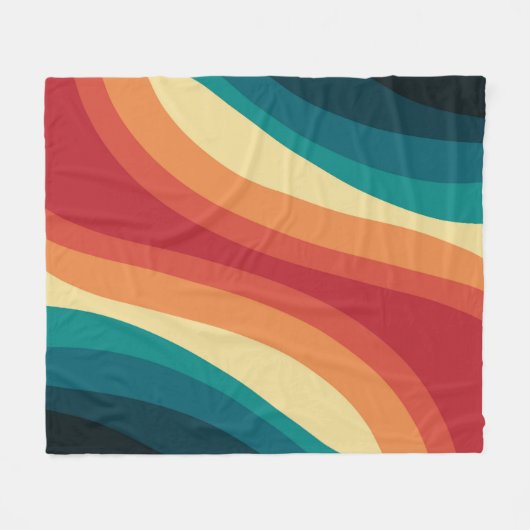 Veelkleurige retro stijl golven ontwerp fleece deken (Voorkant (Horizontaal))