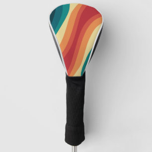 Veelkleurige retro stijl golven ontwerp golfheadcover