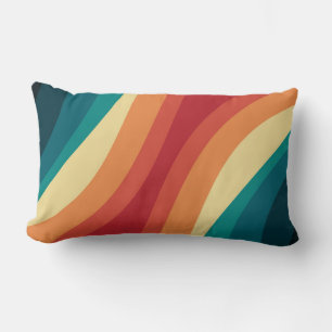 Veelkleurige retro stijl golven ontwerp kussen
