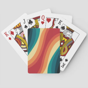 Veelkleurige retro stijl golven ontwerp pokerkaarten