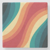 Veelkleurige retro stijl golven ontwerp stenen onderzetter (Voorkant)