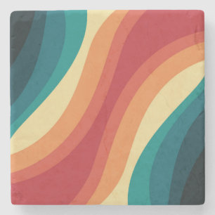 Veelkleurige retro stijl golven ontwerp stenen onderzetter