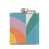 Veelkleurige retro stijlcirkels heupfles (Achterkant)