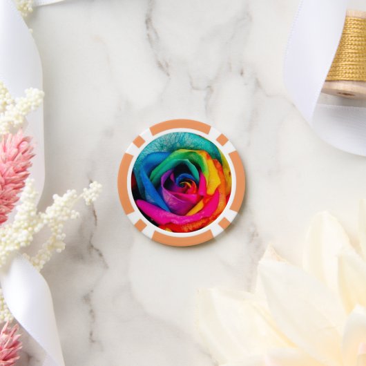 Veelkleurige rozen bloemfoto poker chips (Huwelijk)