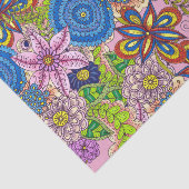 Veelkleurige Schattigee handgetekende bloemen en b Tissuepapier (Detail)