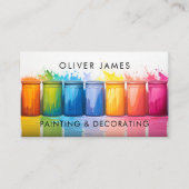 Veelkleurige verfpotten schilderen en decoreren visitekaartje (Voorkant)