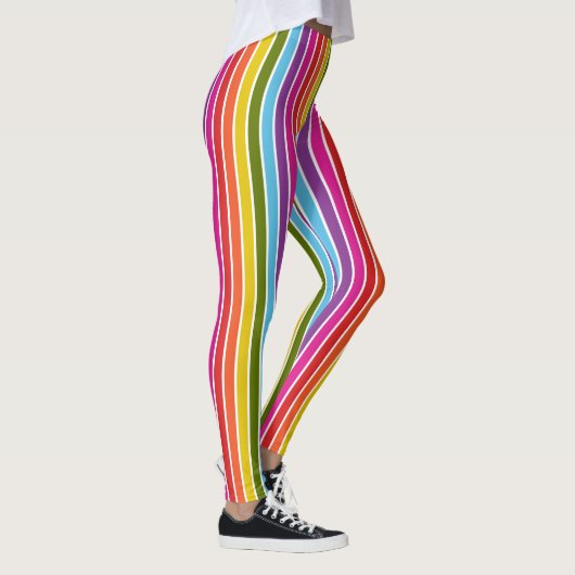 Veelkleurige verticale regenboogstrepen leggings (Rechts)