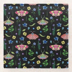 Veelkleurige vlinders: helder naadloos patroon glazen onderzetter