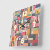 veelkleurige wandklok in quiltstijl vierkante klok (Hoek)