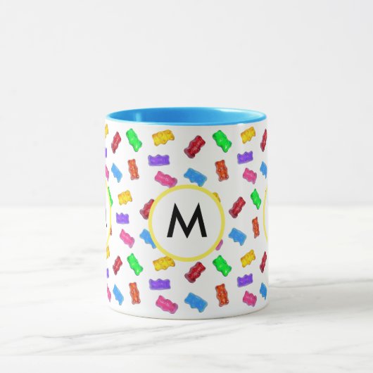 Veelkleurige zoete beren & kalligrafie op wit mok (Midden)