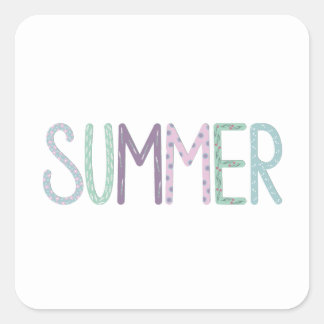 veelkleurige zomerletters vierkante sticker