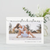 Veelste kerstfoto Modern Elegant Script Feestdagenkaart (Staand voorkant)