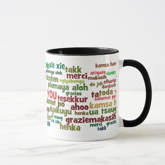 Veelvoudige manieren om Dank u in Vele Talen te ze Mok (Rechts)