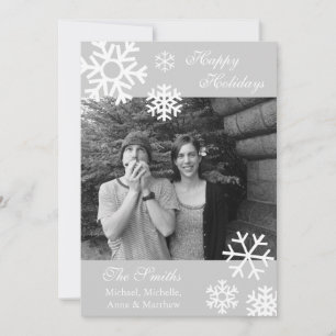 Veelvoudige Snowflakes kerstfotokaart (zilver) Feestdagenkaart