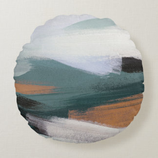 Veelzijdig Abstract Landschap: Artistiek Acryl Rond Kussen