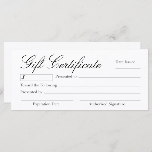 Veelzijdig cadeaubon (Voorkant / Achterkant)