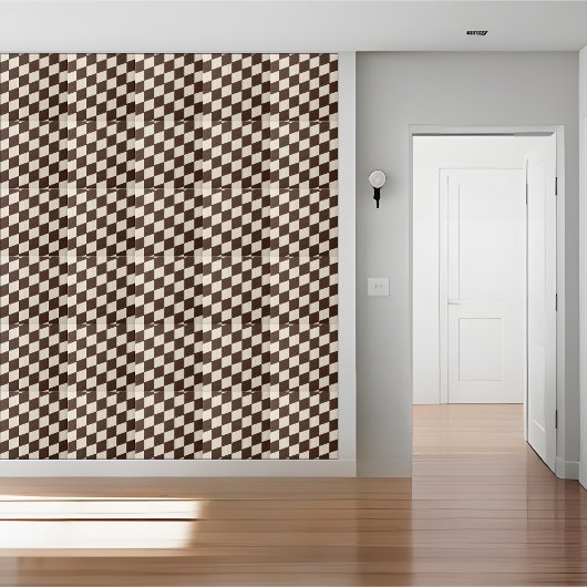 Veelzijdige geometrisch bruine en witte geruite Te Tegeltje